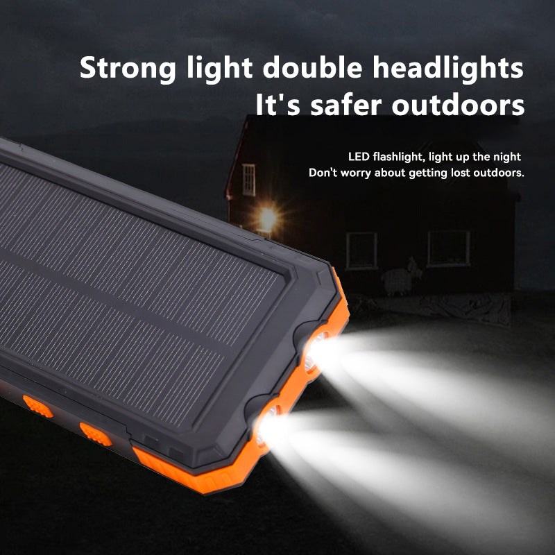 Solar Power Bank 10000mAh — Rugged, Waterproof, Compass & SOS Flashlight for Outdoor Adventures