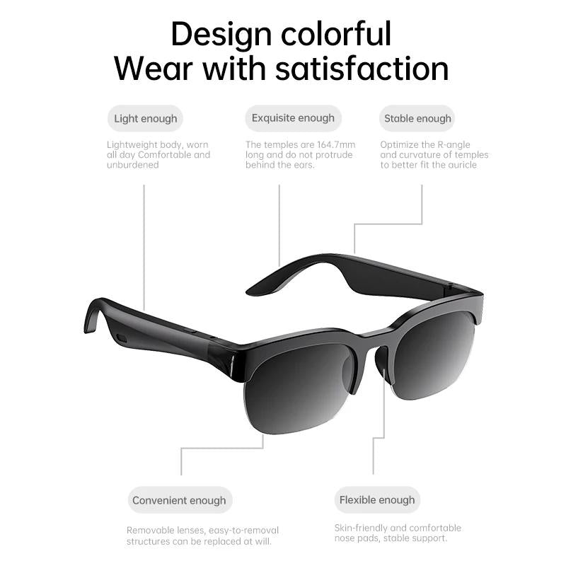 AI Bluetooth 6.0 Smart Glasses — Music, Calls & AI Translation, 30-Hour Battery