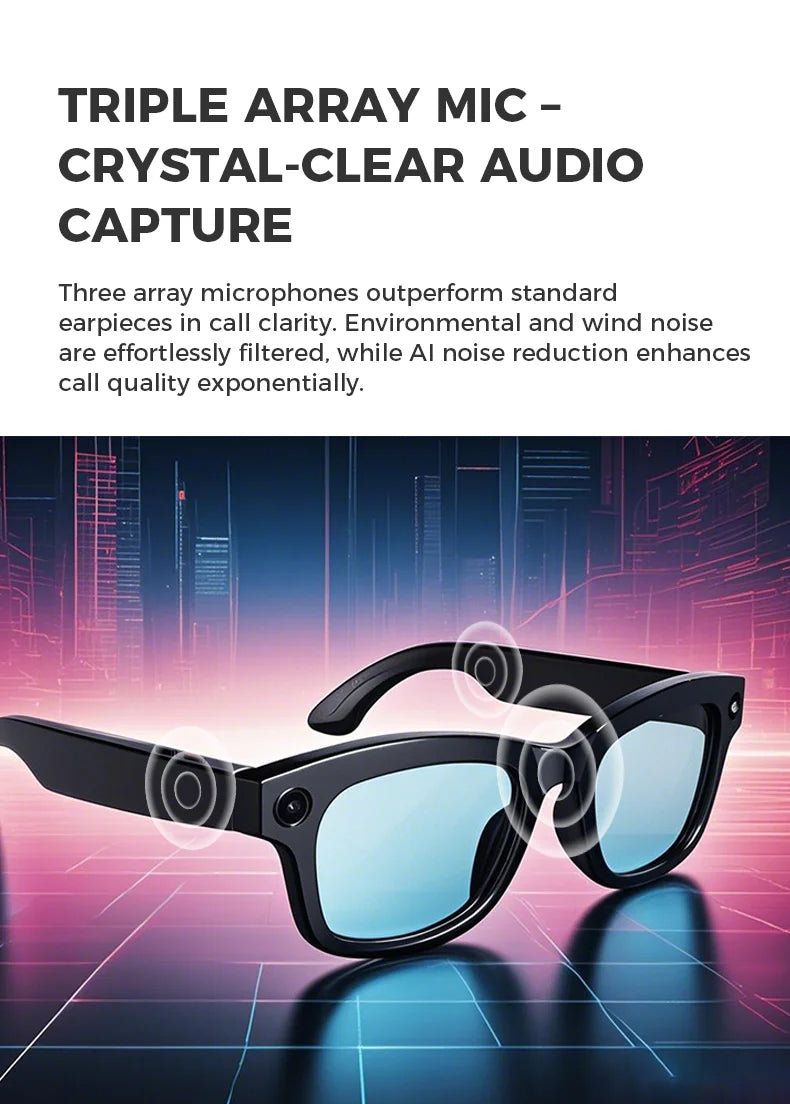 AI Smart Glasses — 5MP Camera, Bluetooth Calls, Voice Assistant & Real-Time Translation