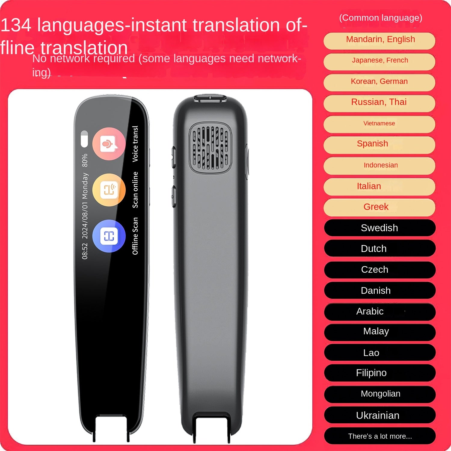 AI Translation Scan Pen — 134 Languages, Offline OCR, Maths & Subject Assistance
