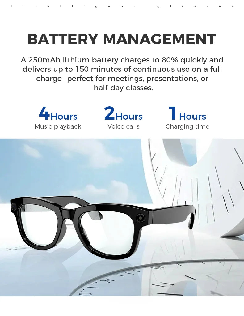 AI Smart Glasses — 5MP Camera, Bluetooth Calls, Voice Assistant & Real-Time Translation