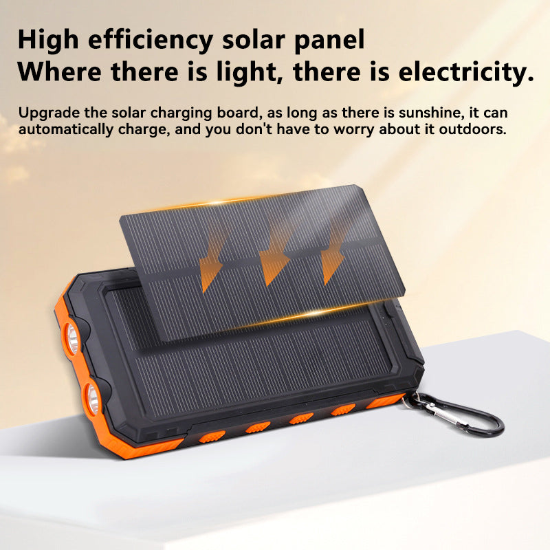 Solar Power Bank 10000mAh — Rugged, Waterproof, Compass & SOS Flashlight for Outdoor Adventures