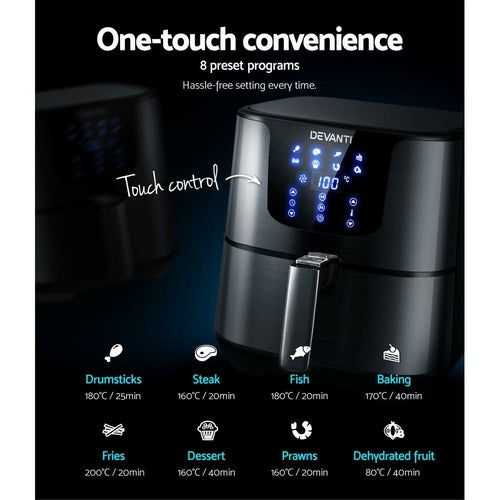 Devanti Air Fryer 7L LCD Fryers Oven Airfryer Kitchen Healthy Cooker