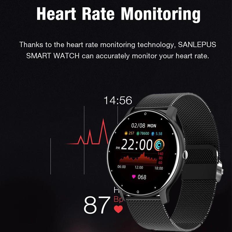 ZL02D Smart Fitness Watch — Heart Rate, Blood Pressure, Sleep Tracking & IP67 Waterproof