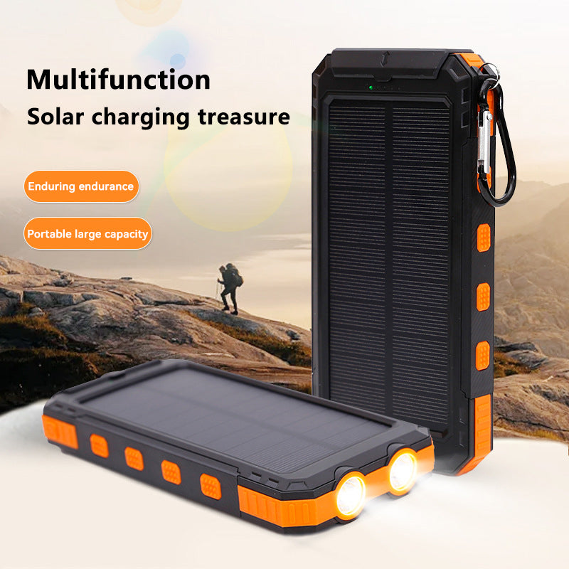 Solar Power Bank 10000mAh — Rugged, Waterproof, Compass & SOS Flashlight for Outdoor Adventures