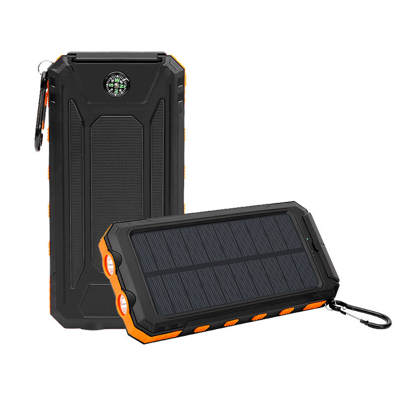 Solar Power Bank 10000mAh — Rugged, Waterproof, Compass & SOS Flashlight for Outdoor Adventures